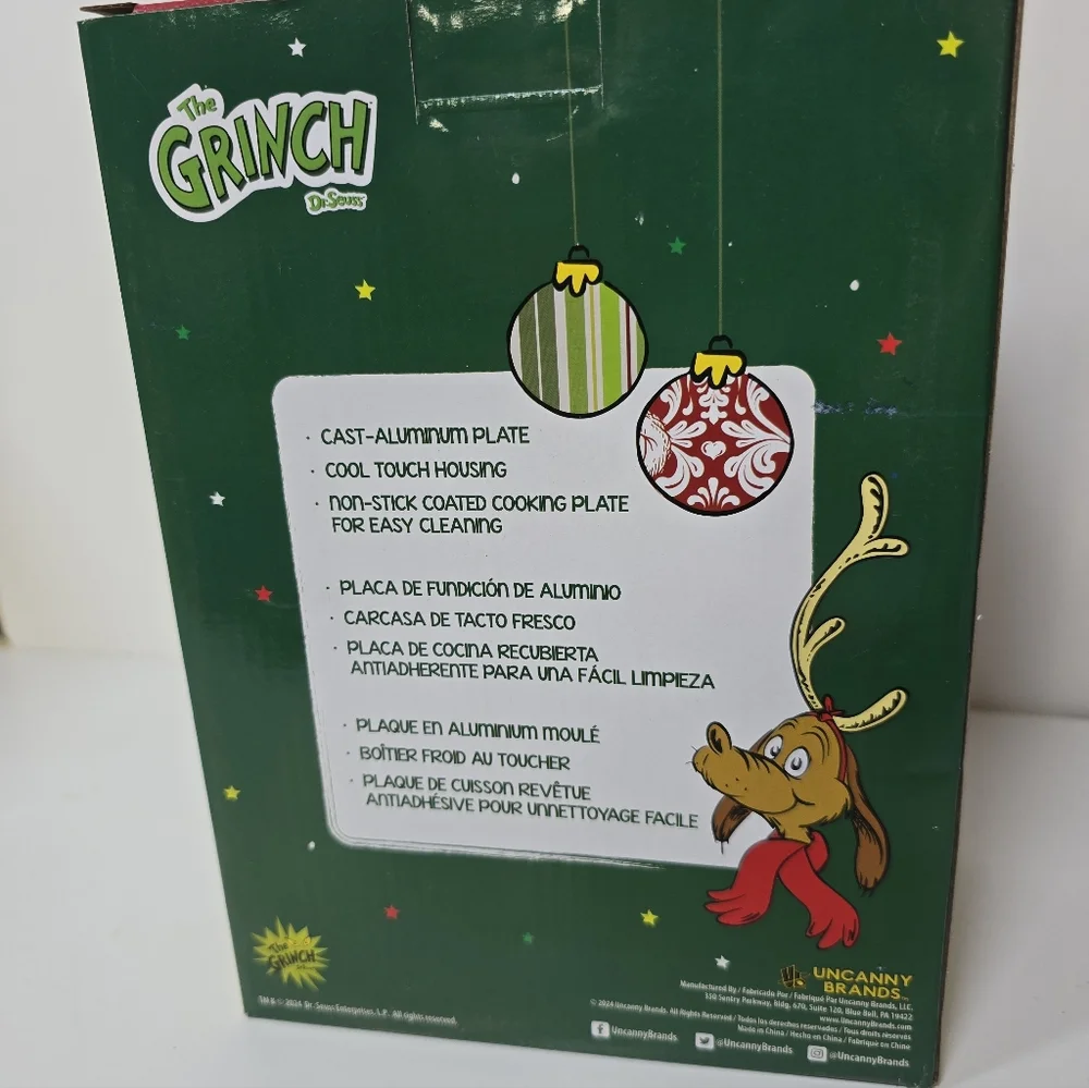 Dr. Seuss The Grinch Grilled Cheese Panini Sandwich Maker Red NWT